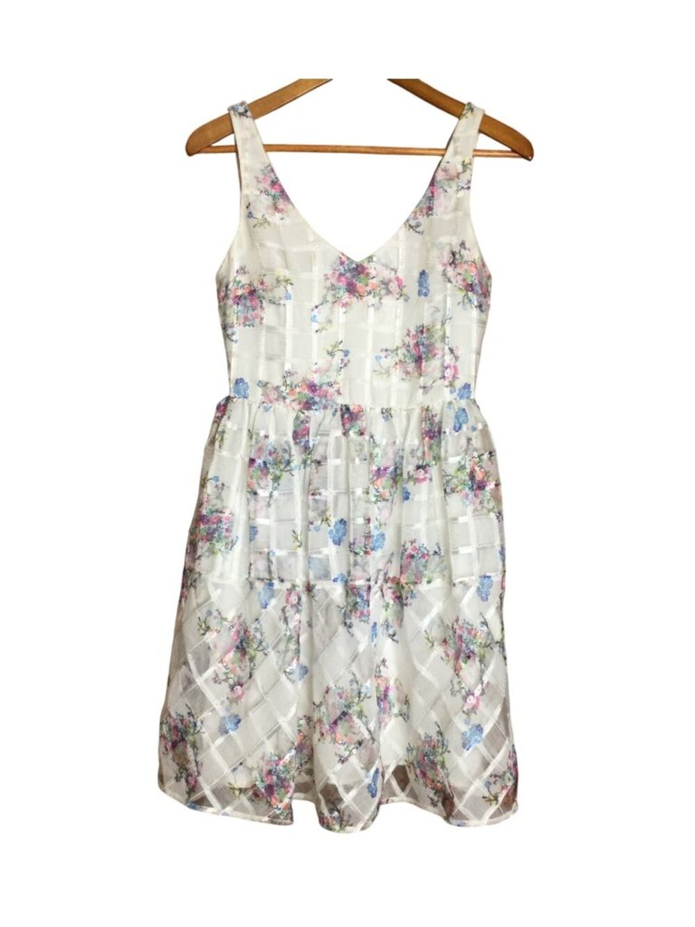 Maeve White Floral Sleeveless Peony Garden Dress Size 6 Sheer Fairy Ethereal
